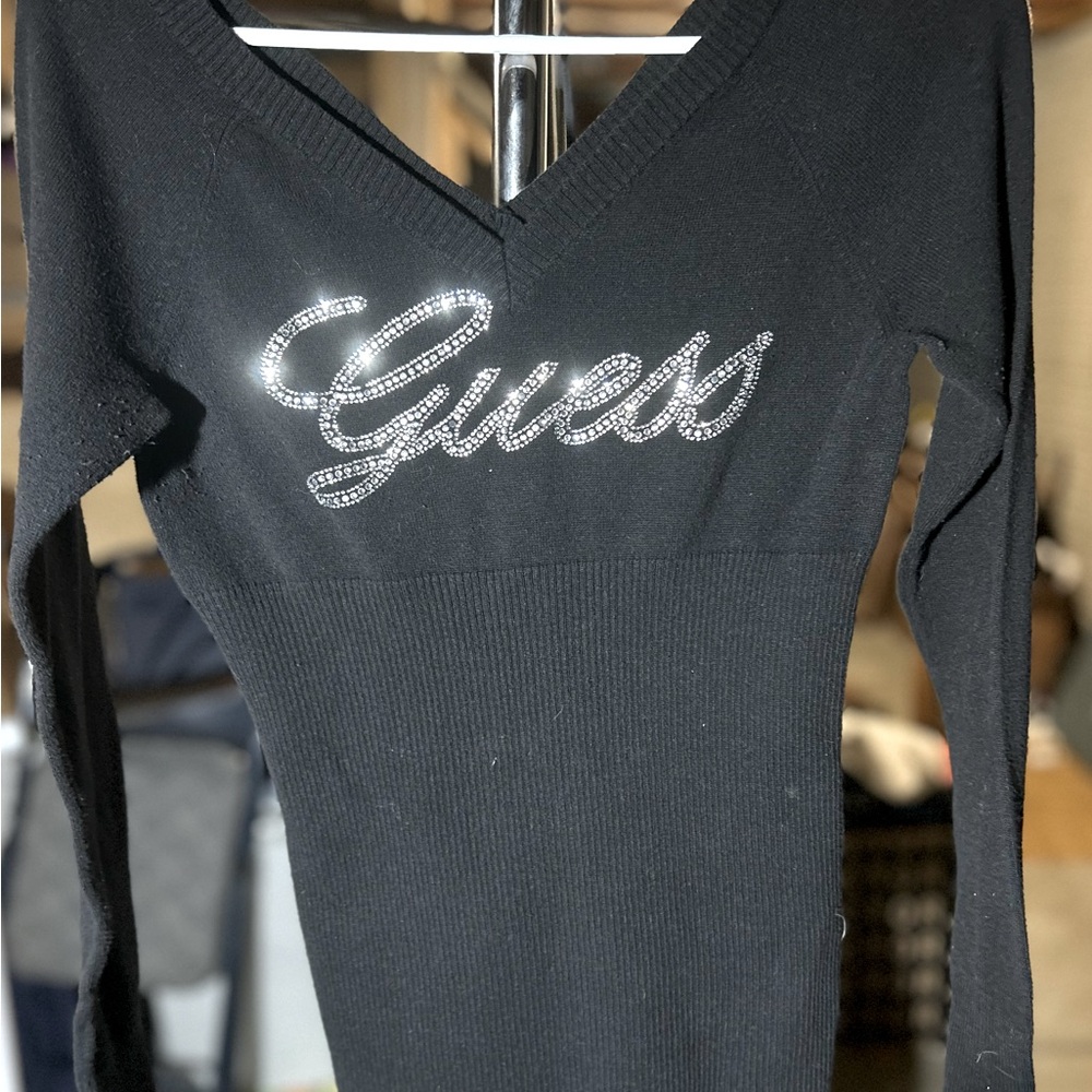 Women’s Embellished Guess Scope Neck Sweater Sz M!!